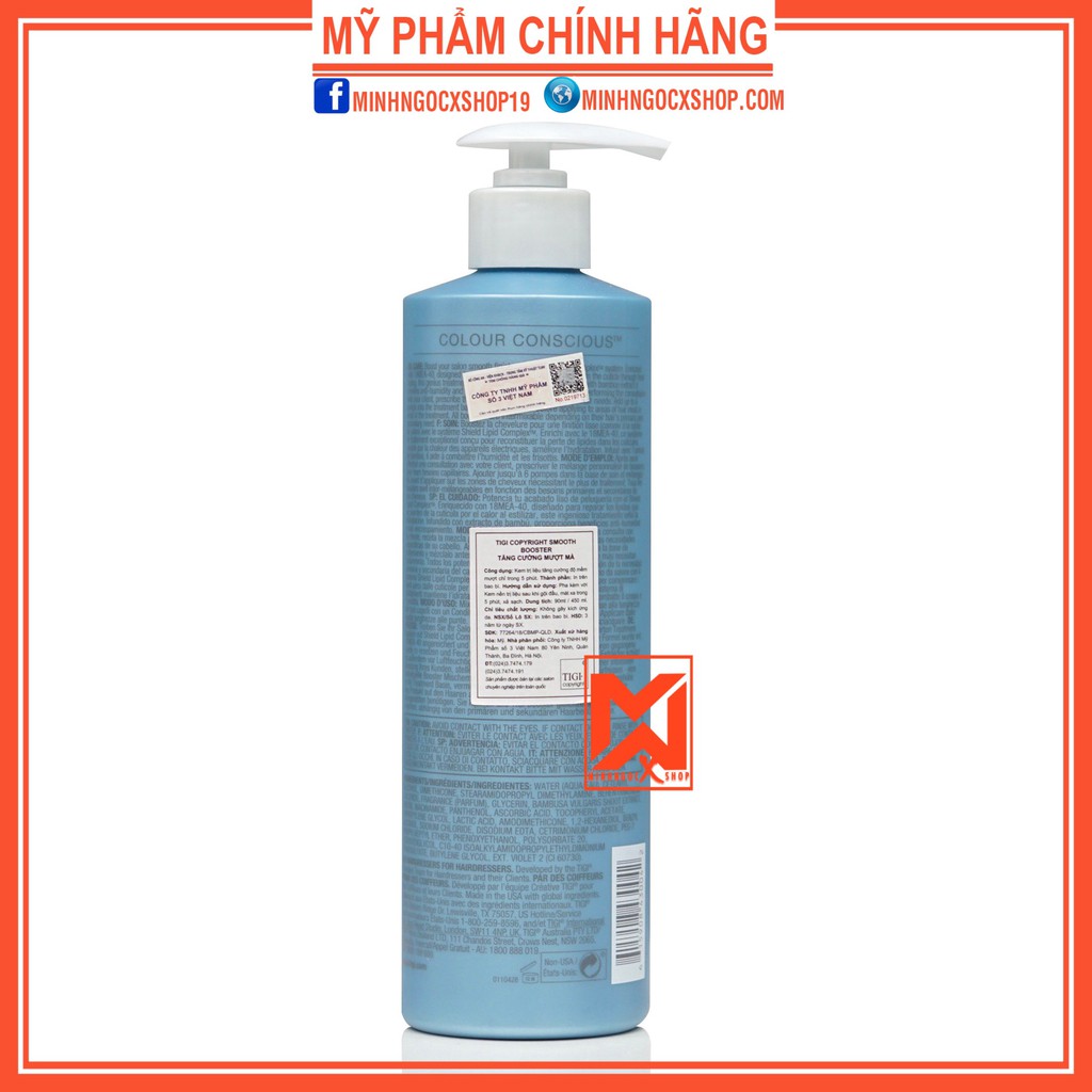 Tăng cường mượt mà cho tóc TIGI COPYRIGHT SMOOTH BOOSTER 450ml chính hãng