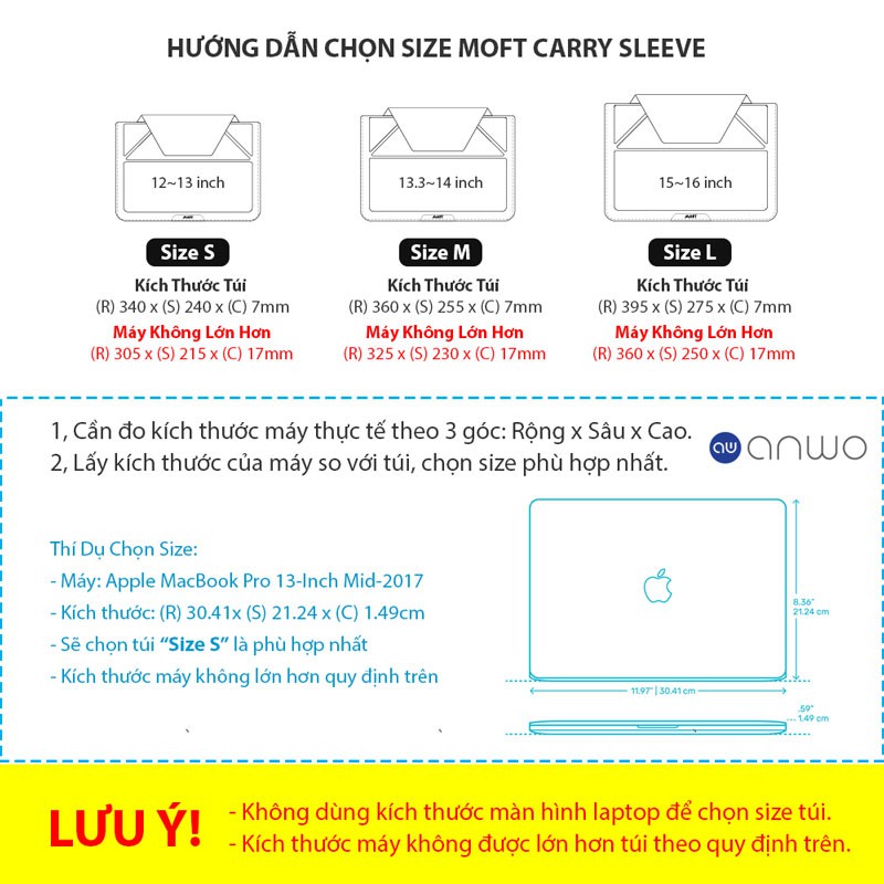 🔥Túi Chống Sốc Laptop MacBook 13~16", MOFT Carry Sleeve 3 in 1, Túi Bảo Vệ + Chân Đế Laptop, Da PU Cao Cấp Siêu Mỏng