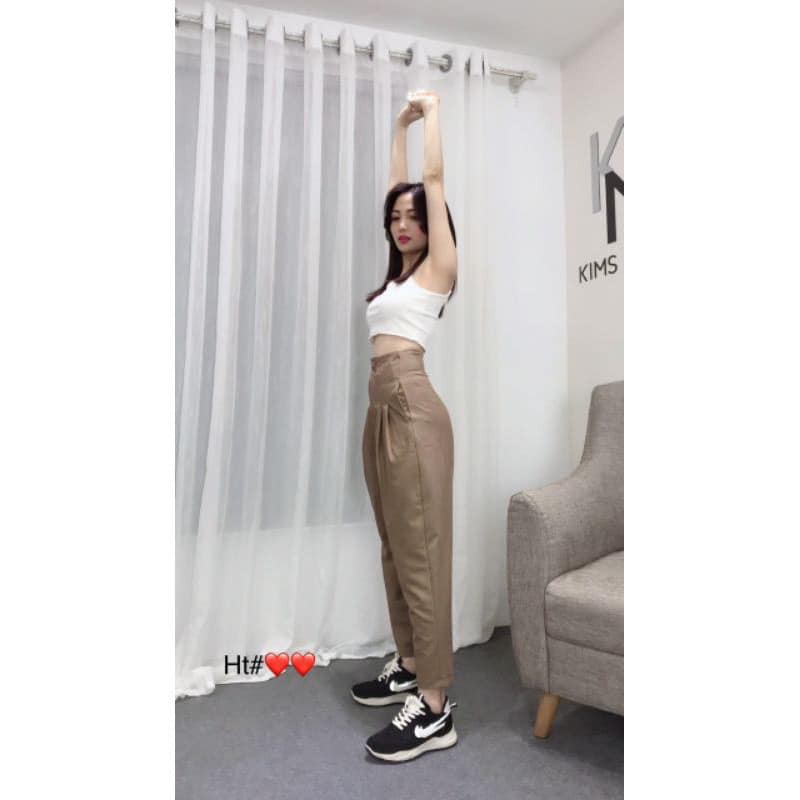 Quần tây nữ công sở lưng cao Doloxi baggy 2 khuy vải tuyết mưa Q457