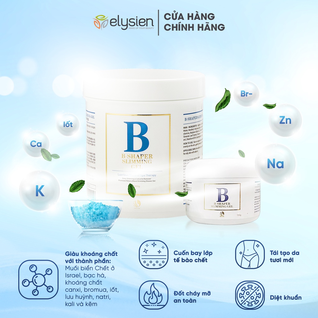 Kem giảm béo tẩy da chết B-Shaper slimming gel ELYSIEN massage body loại bỏ mỡ thừa - B2B