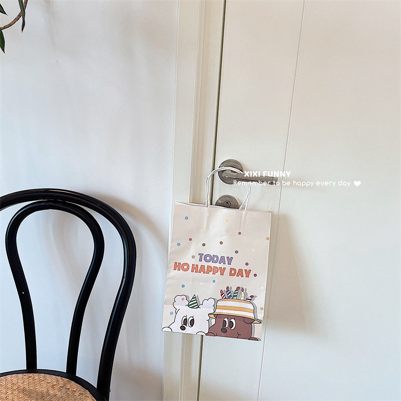 Túi Giấy Kraft Mini In Hình Hoạt Hình Dễ Thương Đựng Quà Sinh Nhật