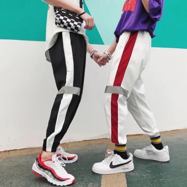 Quần jogger Nỉ unisex Phản Quang Gối nam nữ phong cách thời trang kmg