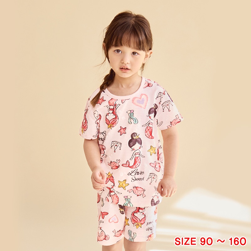 Đồ bộ ngắn tay thun cotton giấy cho bé trai, bé gái mặc nhà mùa hè Unifriend Hàn Quốc U2022-8. Size đại 5, 6, 8, 10 tuổi