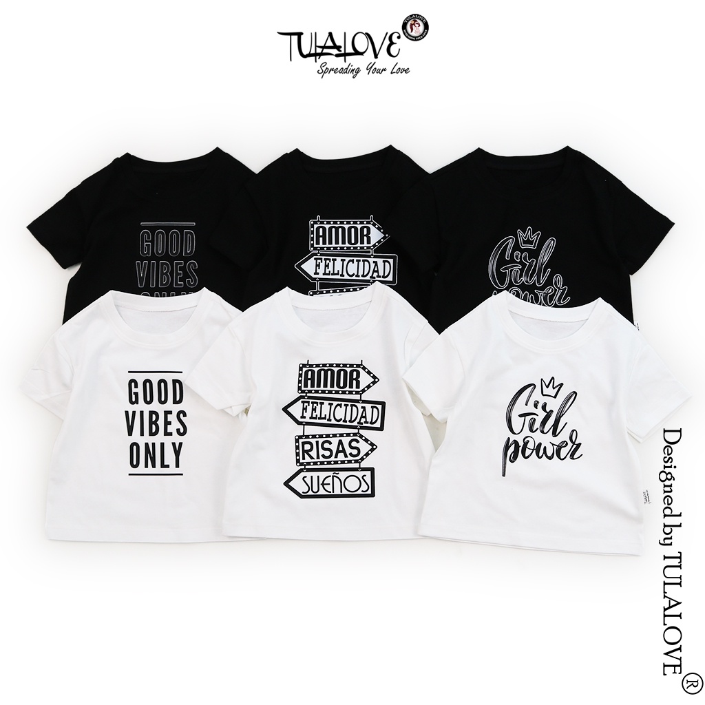Áo Phông Bé Gái Vải Cotton In Hình Chữ Cực Đáng Yêu, Áo Bé Gái Tulalove