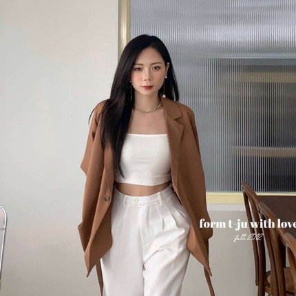 Áo hai dây chất thun cotton cao cấp croptop dáng ngắn thiết kế T-Ju, màu đen, trắng, dáng ôm basic (trơn hạ mi) | BigBuy360 - bigbuy360.vn