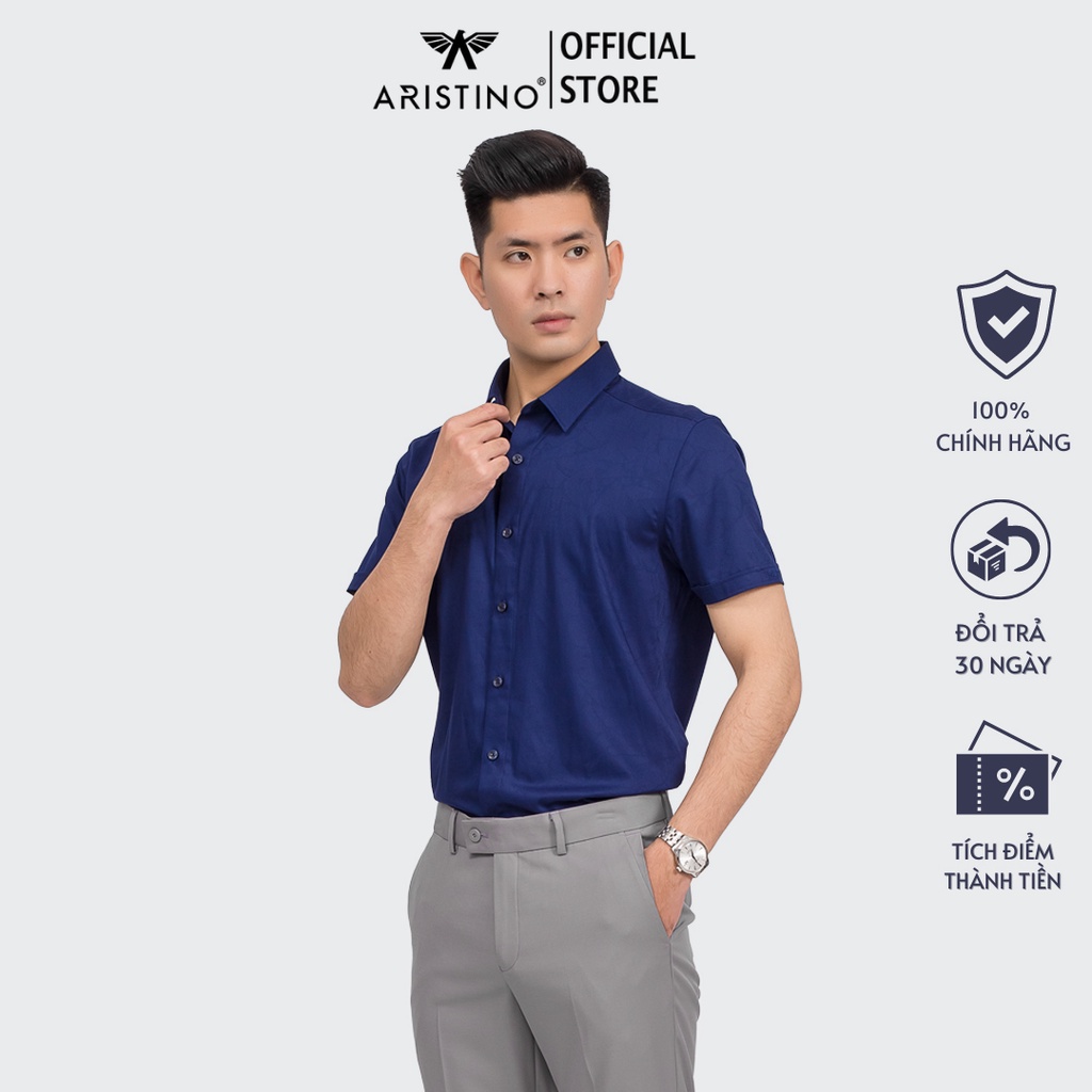 Áo sơ mi ngắn tay ARISTINO phom Slim fit, tôn dáng, thiết kế cơ bản, mặt vải thoáng mát, thấm hút mồ hôi - ASS021S9