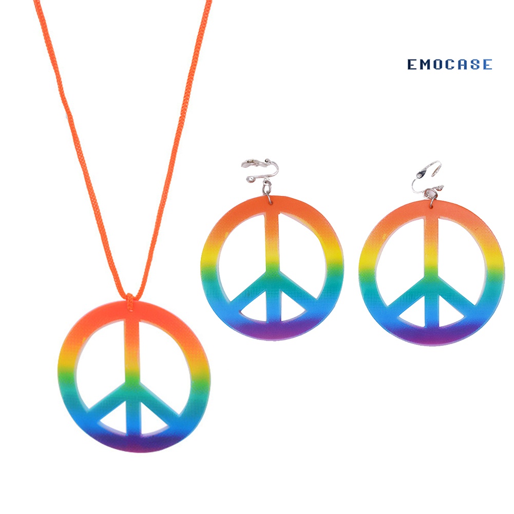 Bộ Vòng cổ + Bông Tai Biểu Tượng Hòa Bình Nhiều Màu Trang Trí Tiệc Halloween