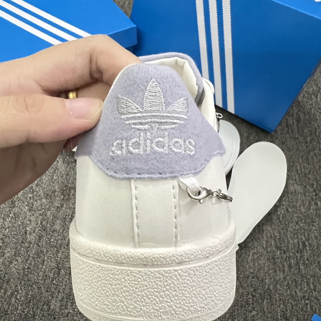 Giày sneakes Nam Nữ Trắng 𝑨𝒅𝒊𝒅𝒂s𝒔 𝑴𝒖̃𝒊 𝑺𝒐̀, Giày Thể Thao Das 𝑺𝒐̀ Ngọc trai Tím, Ngọc trai Vàng