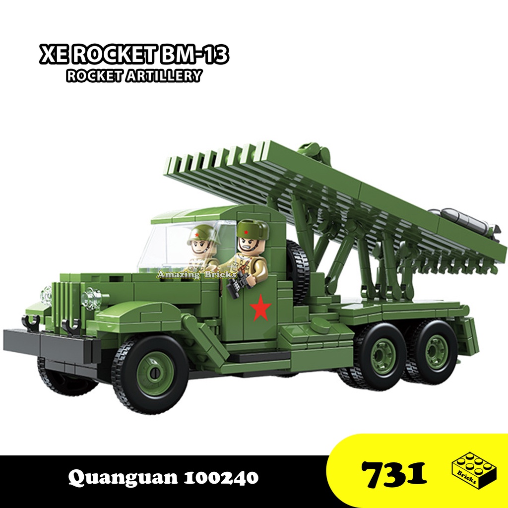 Đồ chơi Lắp ráp Xe Rocket BM-13, Quanguan 100240 Rocket Artillery, Xếp hình thông minh, Mô hình quân sự [731 Mảnh]