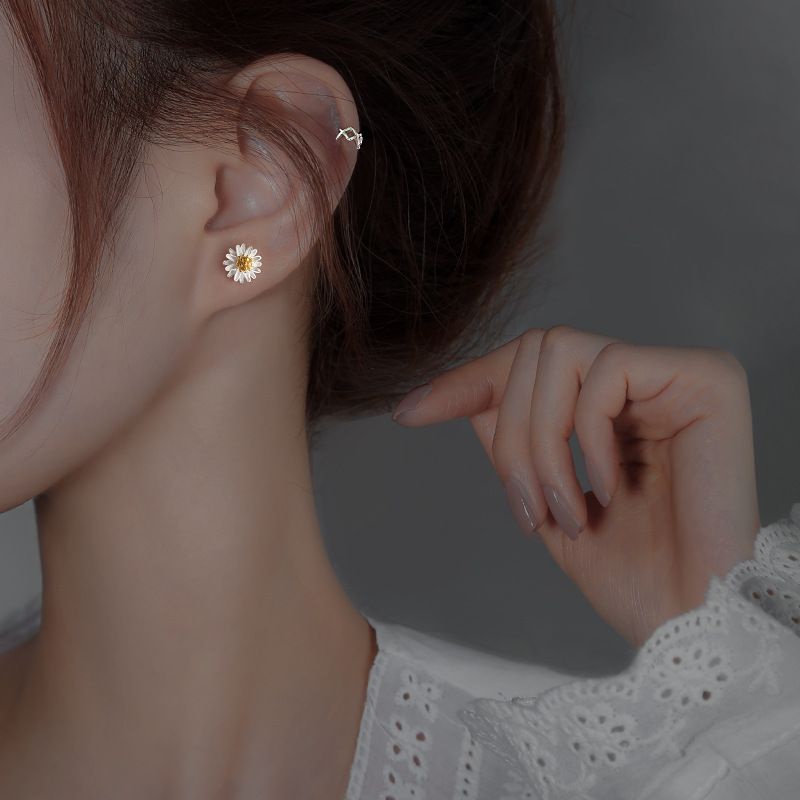 Bông tai bạc S925 - Hoa tai nữ bạc Ý hoa Cúc nhỏ Daisy siêu dễ thương Zaza Accessories KT8004