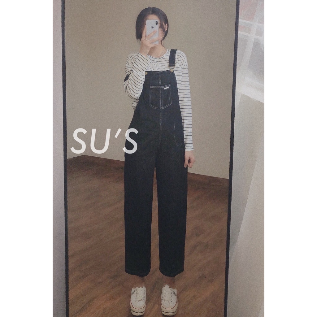 Yếm jeans đen viền chỉ Y66 SUSTORE