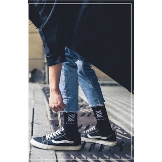 Tất super dark họa tiết phong cách off white