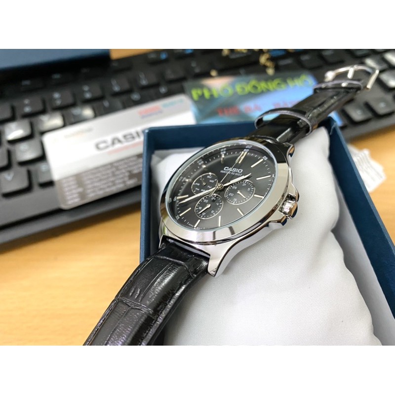 Đồng hồ nam dây da Casio chính hãng Anh Khuê MTP-V300L-1AUDF