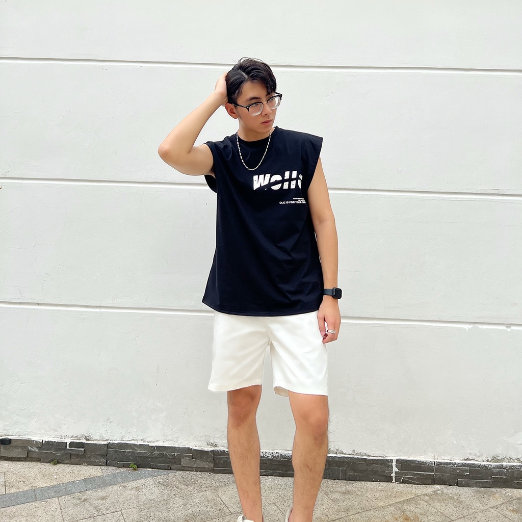 Áo thun ba lỗ unisex TATO_OFFICIAL in chữ MOLLA, áo tank top chất vải cotton mềm mịn dễ chịu