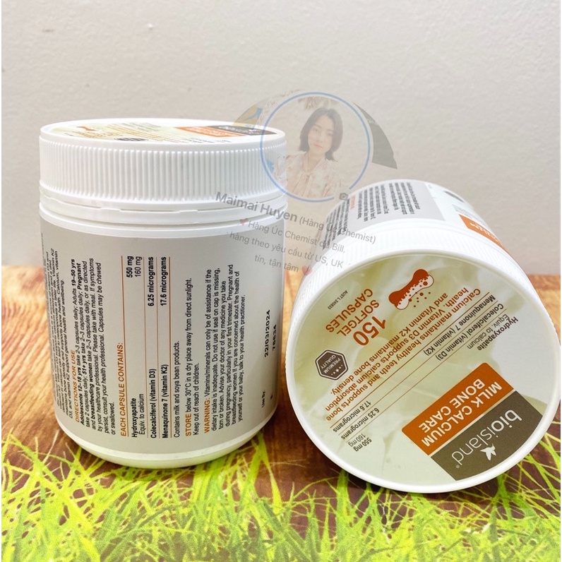 Canxi milk, canxi hữu cơ Bioisland Bone Care lọ 150v