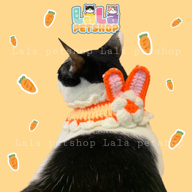 Vòng Cổ, Dây Cổ Bằng Len Cho Thú Cưng Họa Tiết Bé Thỏ Bunny Cute - LaLa Pet Shop