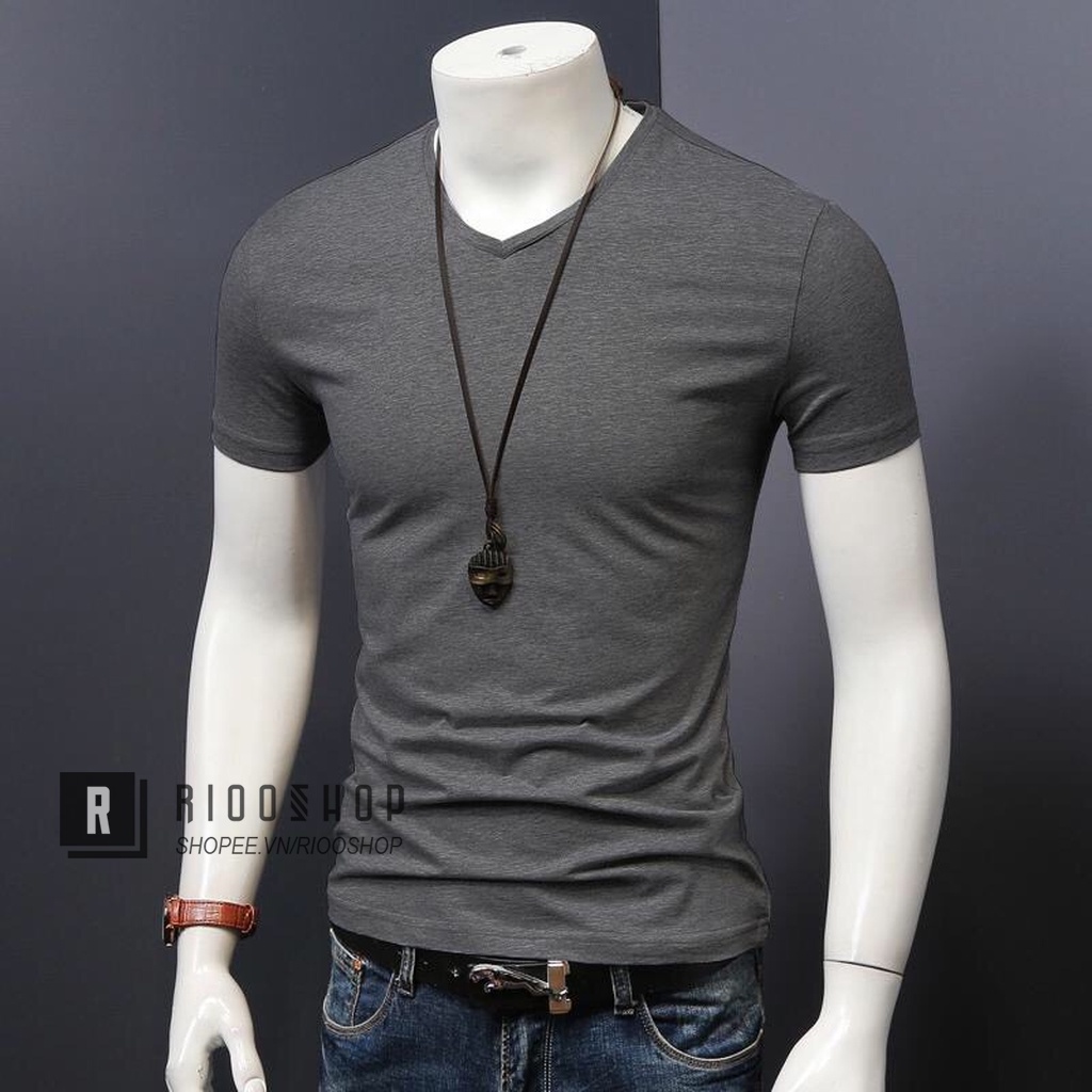 Áo thun nam cổ tim trơn cao cấp cực đẹp RIN102 - áo phông nam tay ngắn Riooshop - Hàng nhập khẩu