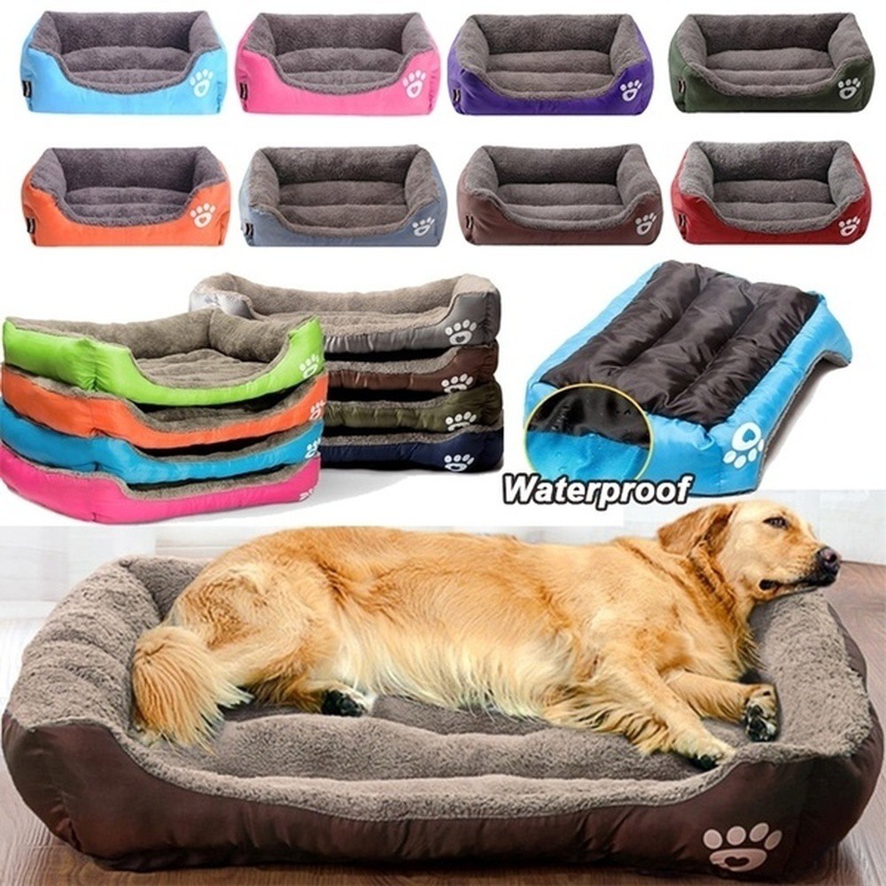 Giường ngủ có đệm lót ấm áp hình chữ nhật chống xê dịch cho thời trang cho cún mèo cưng