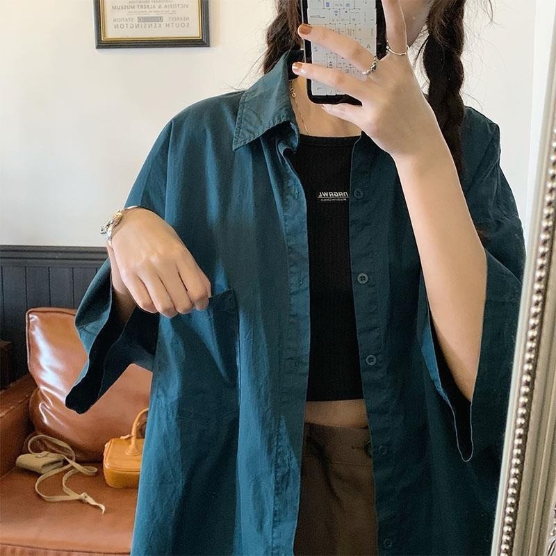 Áo Sơ Mi Tay Ngắn Phong Cách Retro Dành Cho Nữ