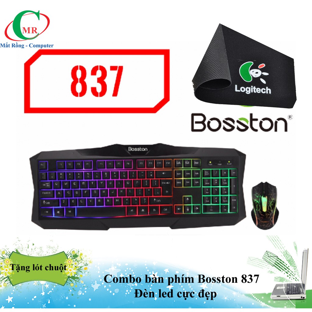 [Tặng lót chuột T-1] Bộ bàn phím và chuột giả cơ chuyên game Bosston 837