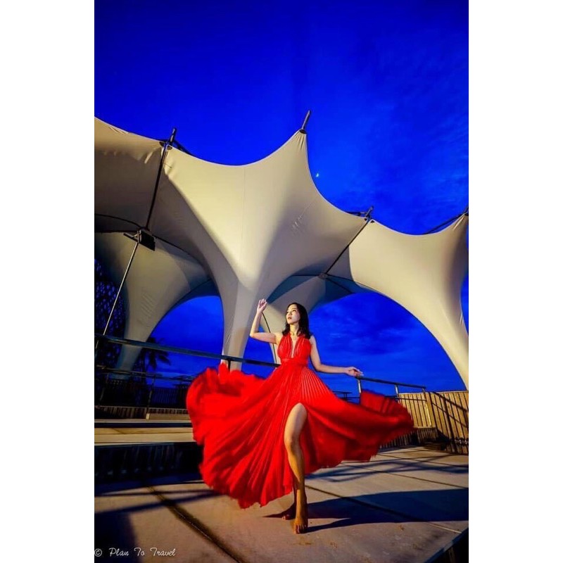 MAXI DẬP LY CAO CẤP CÓ CO GIÃN BA MÀU ĐỎ VÀNG XANH