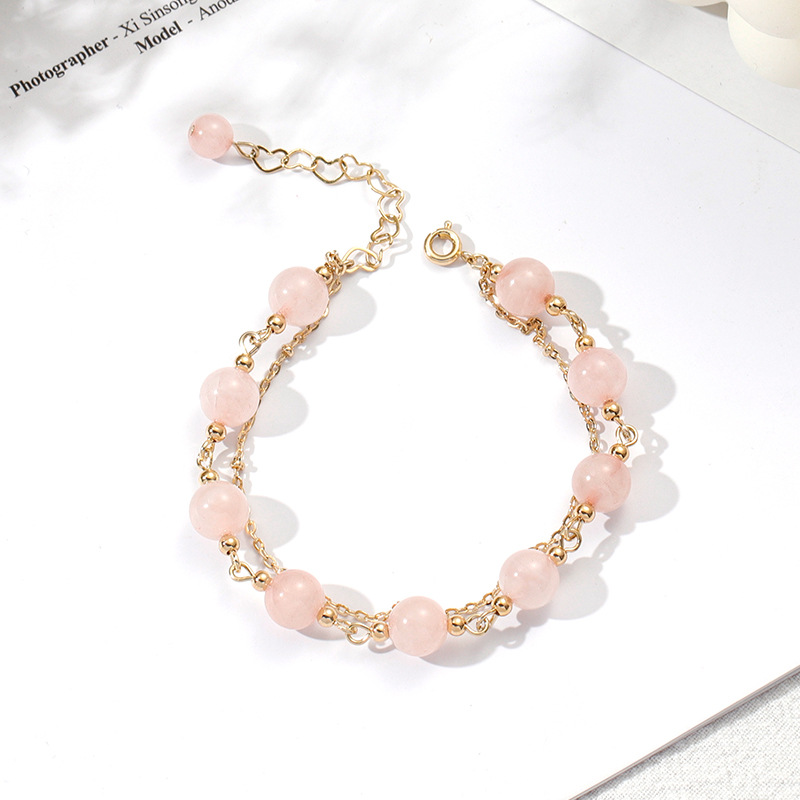 Pink Sakura Natural Crystal Bracelet Lucky Stone Bracelet Fashion Accessories