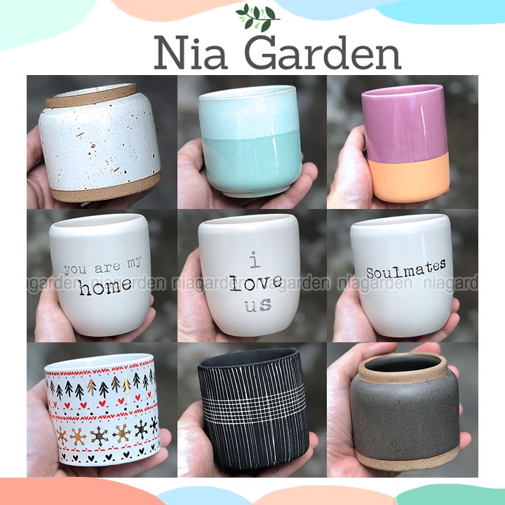 (B9) Chậu trồng xương rồng sen đá cây để bàn mini phong cách Bắc Âu Scandinavian Style Nia Garden N9