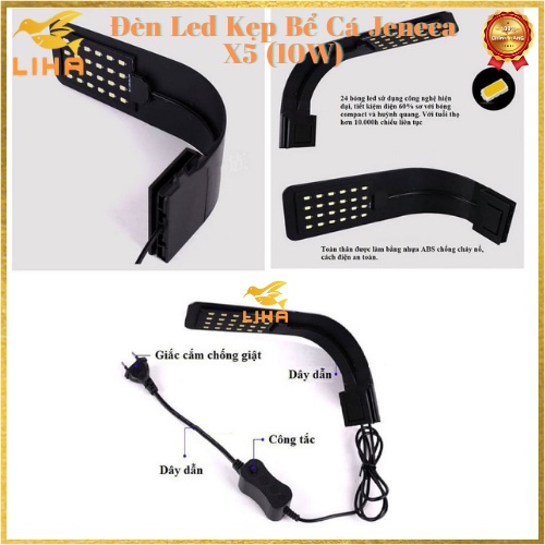 Đèn Led Kẹp Bể Cá Jeneca X5 (10W) Cho Bể 20-30cm - Đèn Led Kẹp Thành Bể