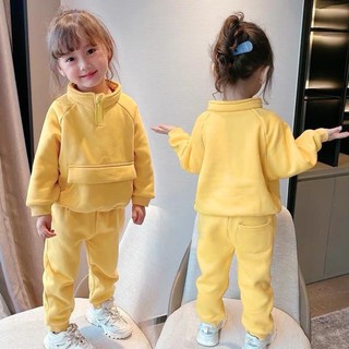 BỘ NỈ BÔNG CHO BÉ CỔ TRỤ KHOÁ - MÀU VÀNG HỒNG