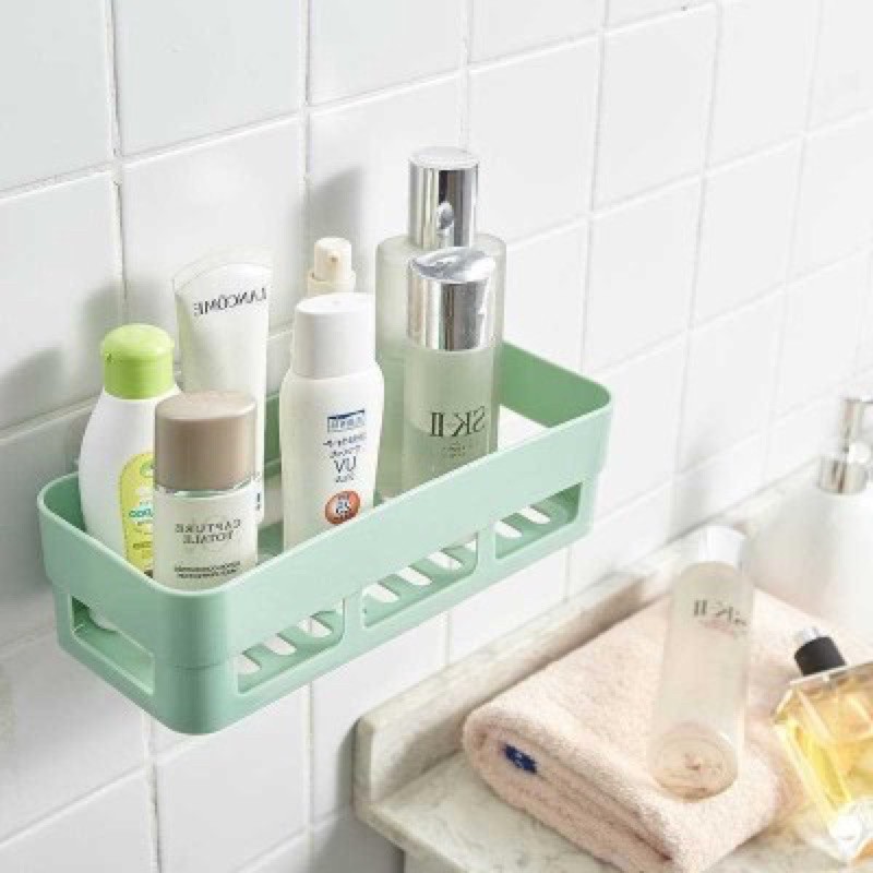 Kệ nhựa chữ nhật dán tường chịu lực tốt, kệ để đồ nhà tắm nhà bếp