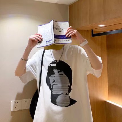 Áo Thun Tay Ngắn Dáng Rộng In Chữ Thời Trang Mùa Hè Phong Cách Hàn Quốc Cho Nam Giới Size M-5XL