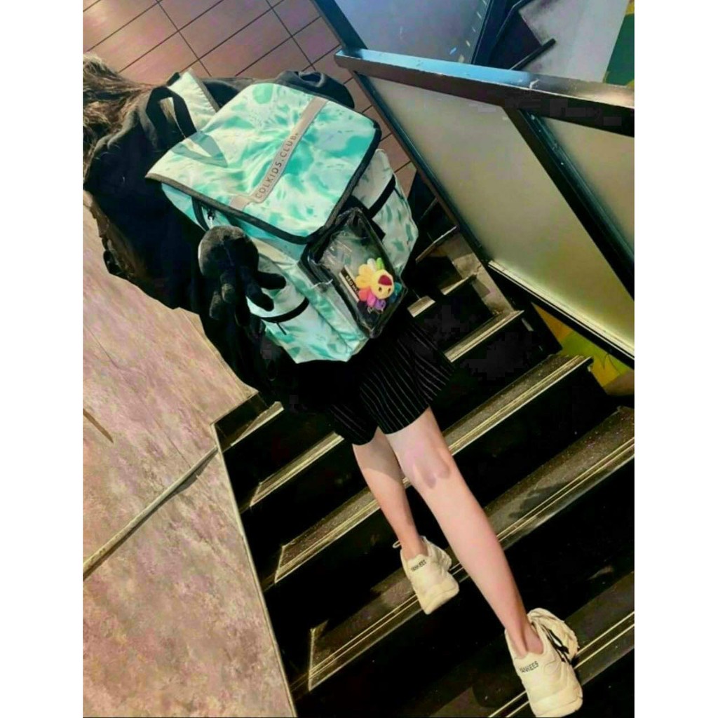 Balo Đi Học Tie Dye - Màu Xanh Loang Thời Trang Siêu Hot ulzzang hàn quốc có ngăn trong suốt