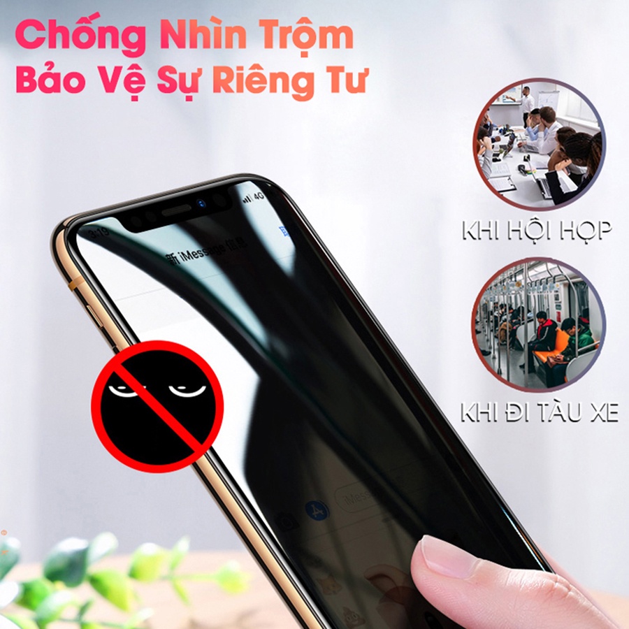Miếng Dán Kính Cường Lực Chống Nhìn Trộm dành cho các dòng máy  iPhone Độ Cứng 9H, Full Màn Hình Full Keo Handtown