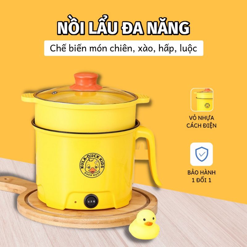 Nồi Lẫu Mini Hình Con Vịt Vàng Dễ Thương Kèm Lồng Hấp.
