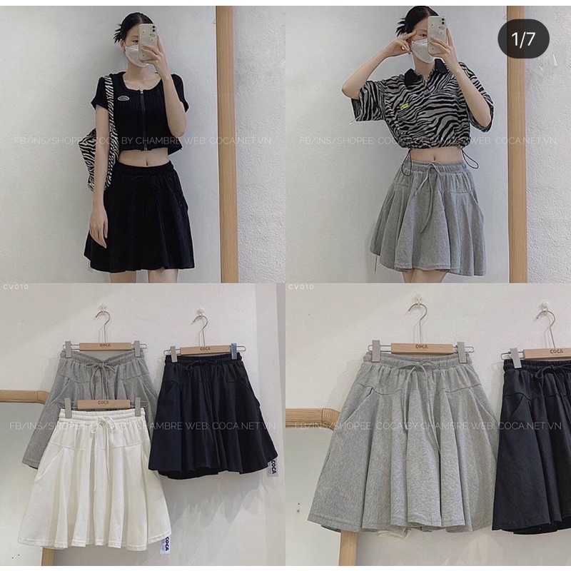 Quần giả váy nữ thun xoè xếp ly, Chân váy xếp ly ngắn - Ảnh thật