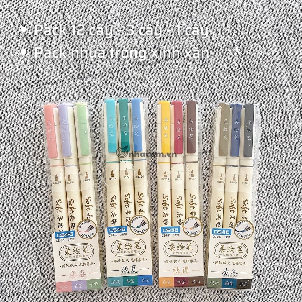 Bộ 12 Màu Bút viết thư pháp Soft Brush Sign Pen Nhà Cam