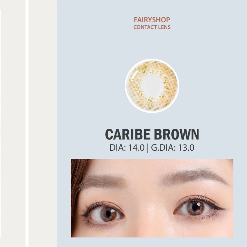 Kính Áp Tròng Cao Cấp Caribe Brown 14.0 - m FAIRY SHOP CONTACT LENS 0 đến 8 độ silicone Hydrogel