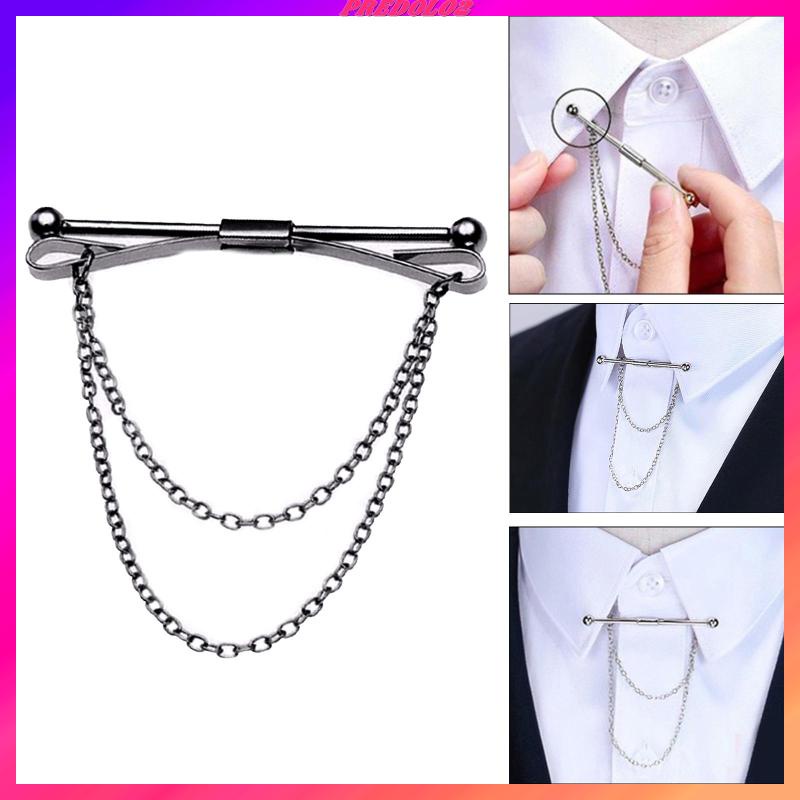 [Predolo2] Ghim Cài Cổ Áo Nam Với Dây Xích Có Khóa Cài Trang Trọng Làm Quà Tặng Kinh Doanh