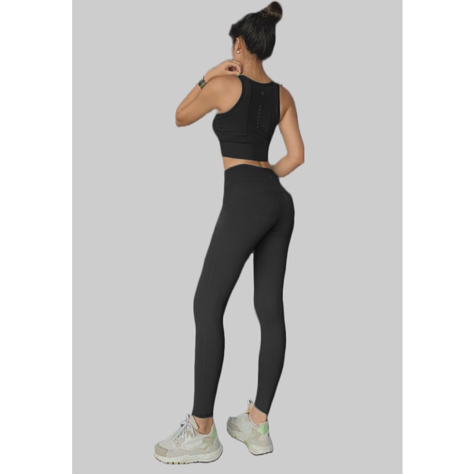 Đồ tập gym yoga aerobic thể thao nữ bao gồm áo bra chấm lưng kèm mút và quần dài thun poly co dãn Bin Sports BD051