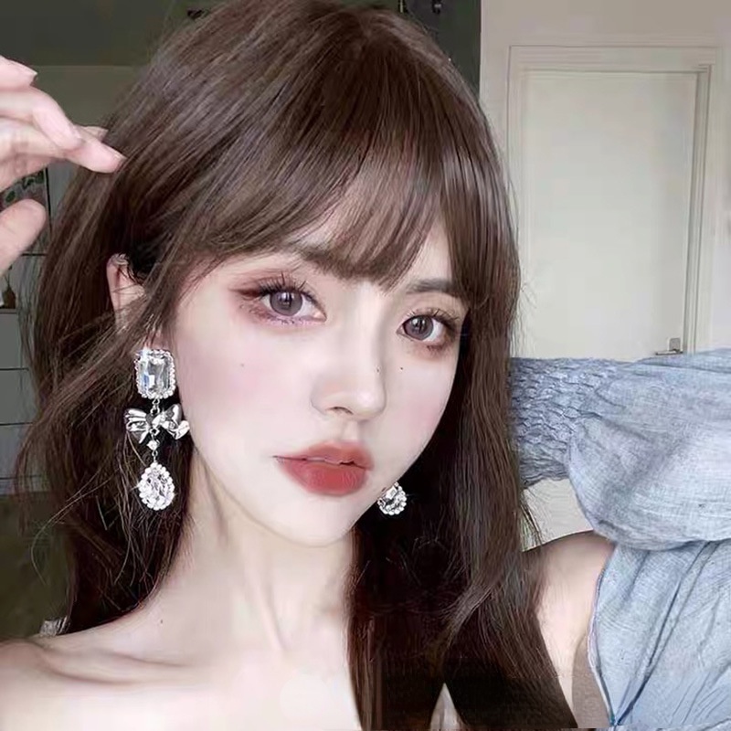 Bông Tai Hình Nơ Đính Đá Lấp Lánh Cao Cấp Thời Trang