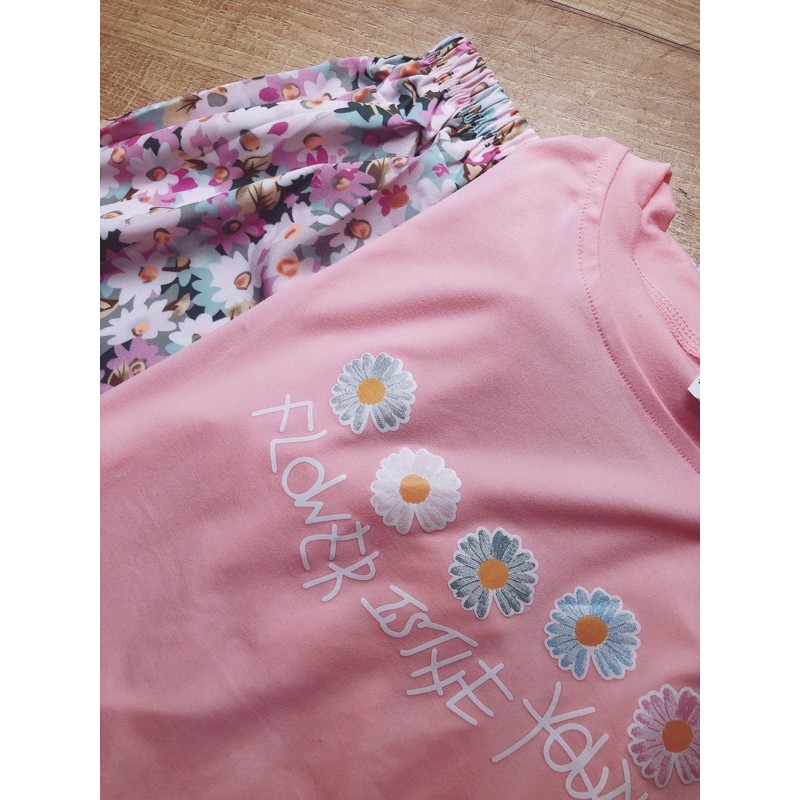 (Sẵn hàng Quảng Châu đủ size) Set áo phông + chân váy hoa | BigBuy360 - bigbuy360.vn
