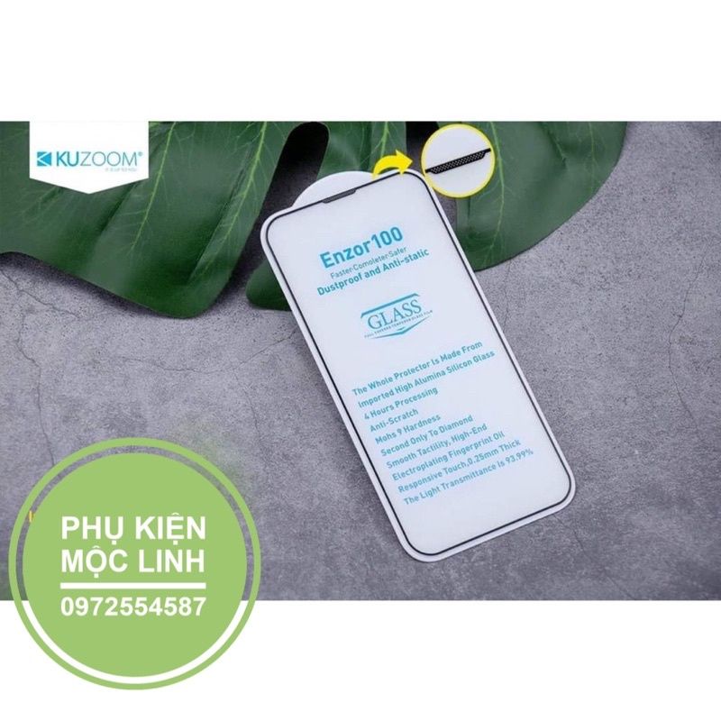 Kính cường lực Kuzoom 9D trong suốt Full viền bảo vệ màng loa