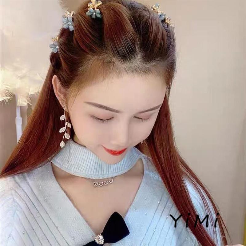 [mo] Kẹp Tóc Mái Nhỏ Hình Bông Hoa Đính Pha Lê Cá Tính