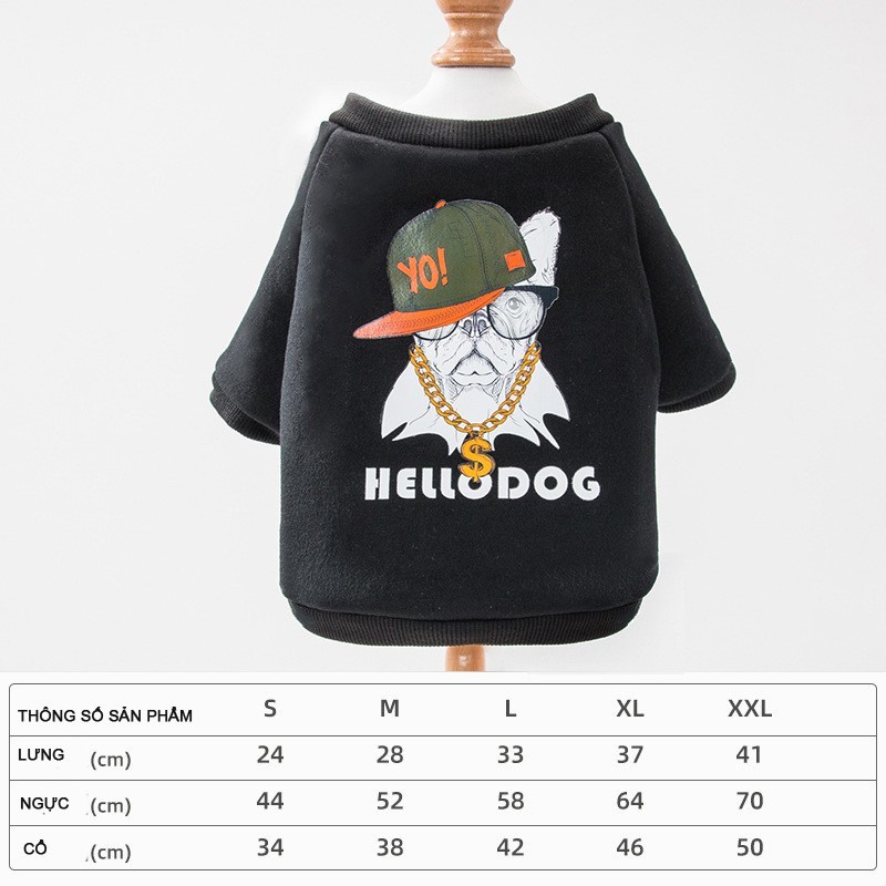 Áo tết cho chó mùa đông HELLO DOG 100% cotton siêu cute nhiều màu sắc