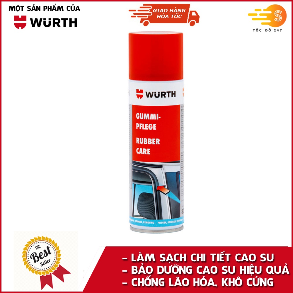 Chai xịt bảo dưỡng cao su chuyên dụng Wurth WU-BDCS300