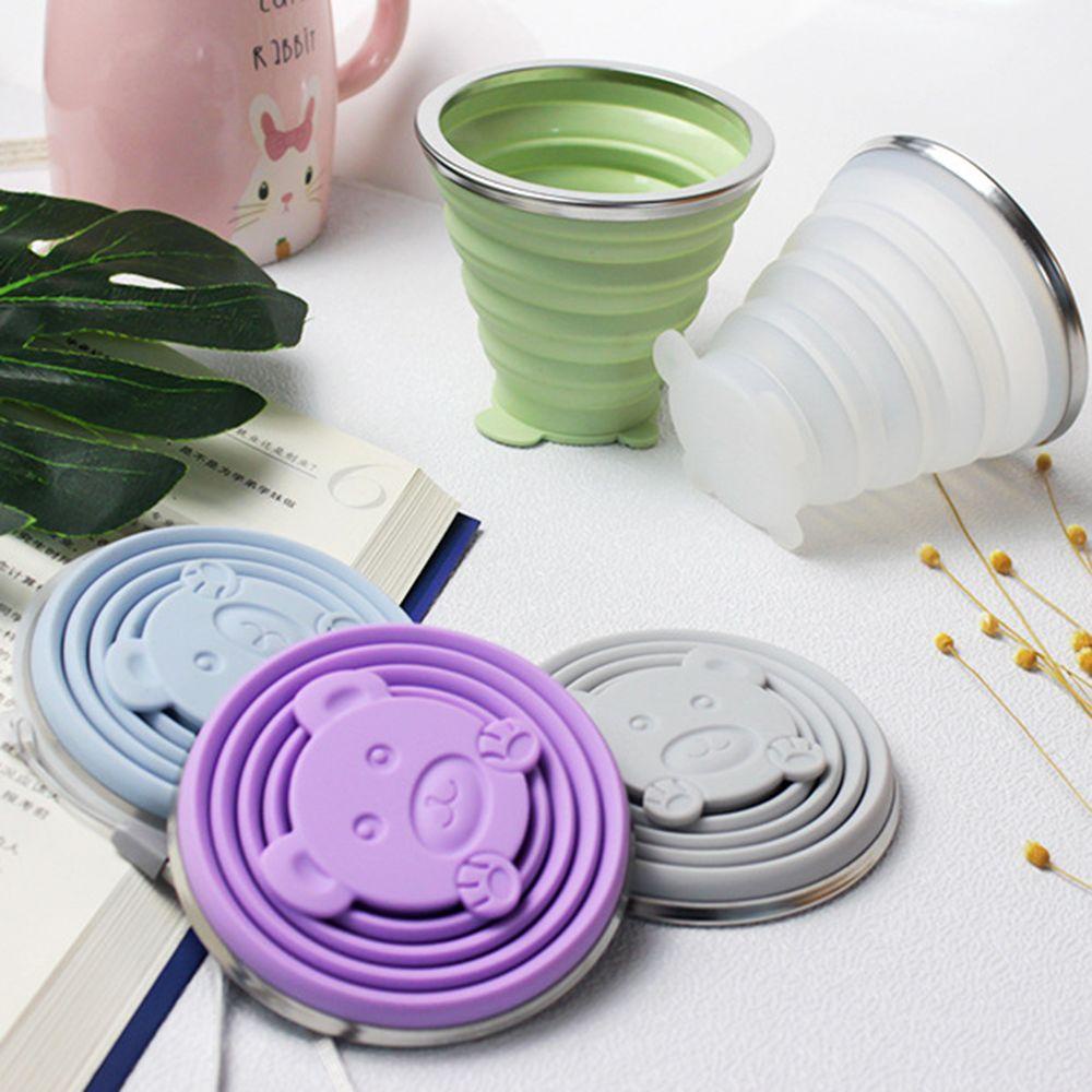 DORAW Ly Uống Nước Silicone Thép Không Gỉ Chống Bụi Có Thể Gấp Gọn Kèm Dây Đeo Tiện Lợi