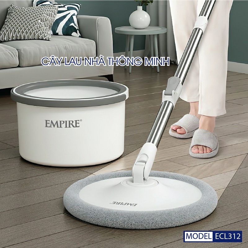 Cây lau nhà tách nước bẩn bông lau tròn 23cm Empire ECL312_T Bộ lau nhà tách nước bẩn