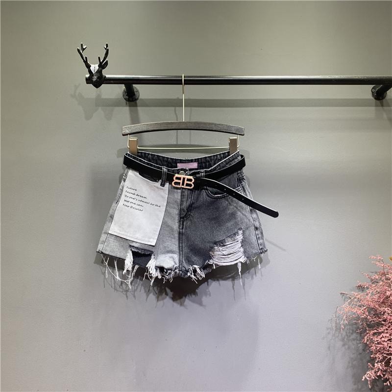 1052 Europe stands torn denim shorts summer 2020 new women weighing chubby size A wide leg hot pants | BigBuy360 - bigbuy360.vn