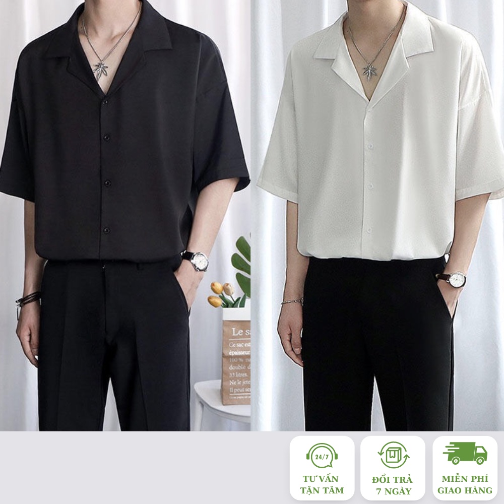 Áo sơ mi tay ngắn nam nữ Gavin Cuban shirt 4 màu form rộng, sơ mi cổ vest tay lỡ unisex kiểu dáng Hàn Quốc