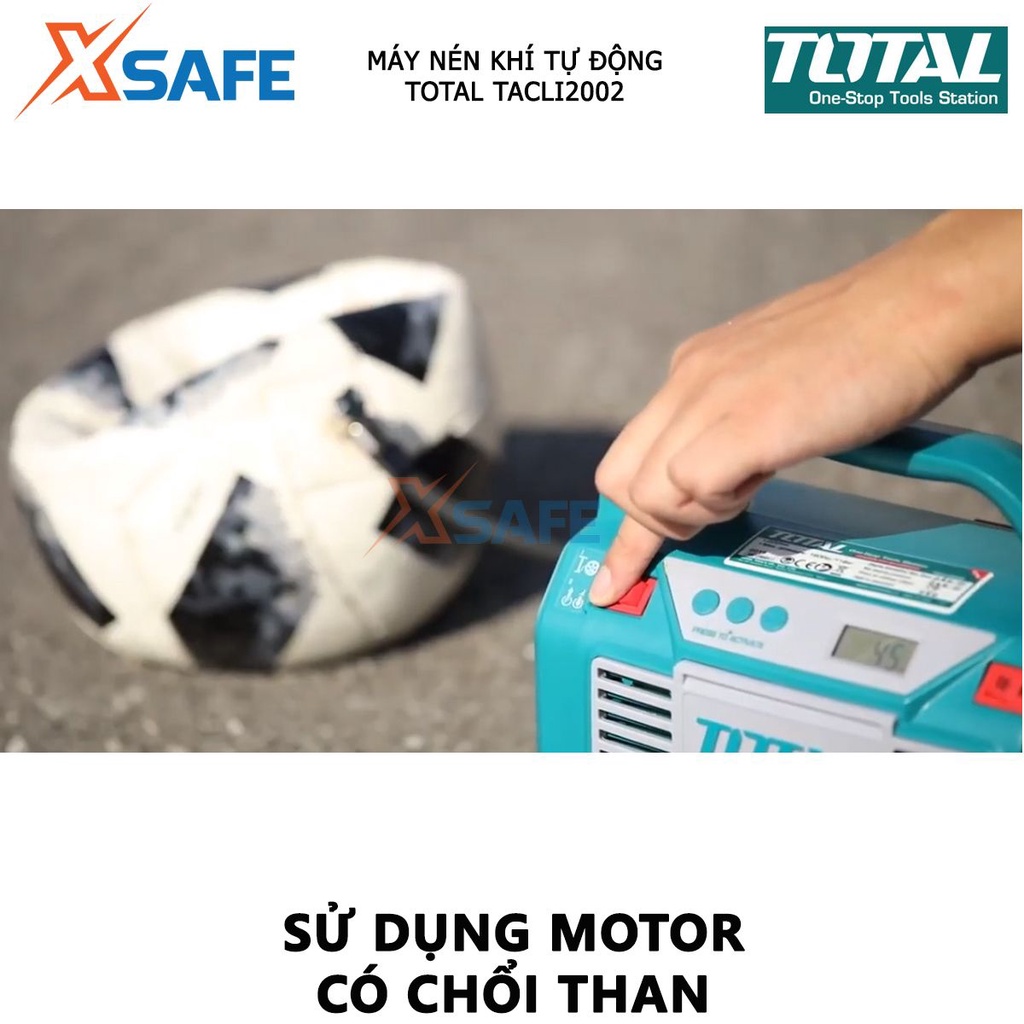 Máy nén khí tự động dùng pin TOTAL TACLI2002 áp suất tối đa 160PSI, kèm theo 3 đèn LED, không kèm theo pin sạc - xsafe